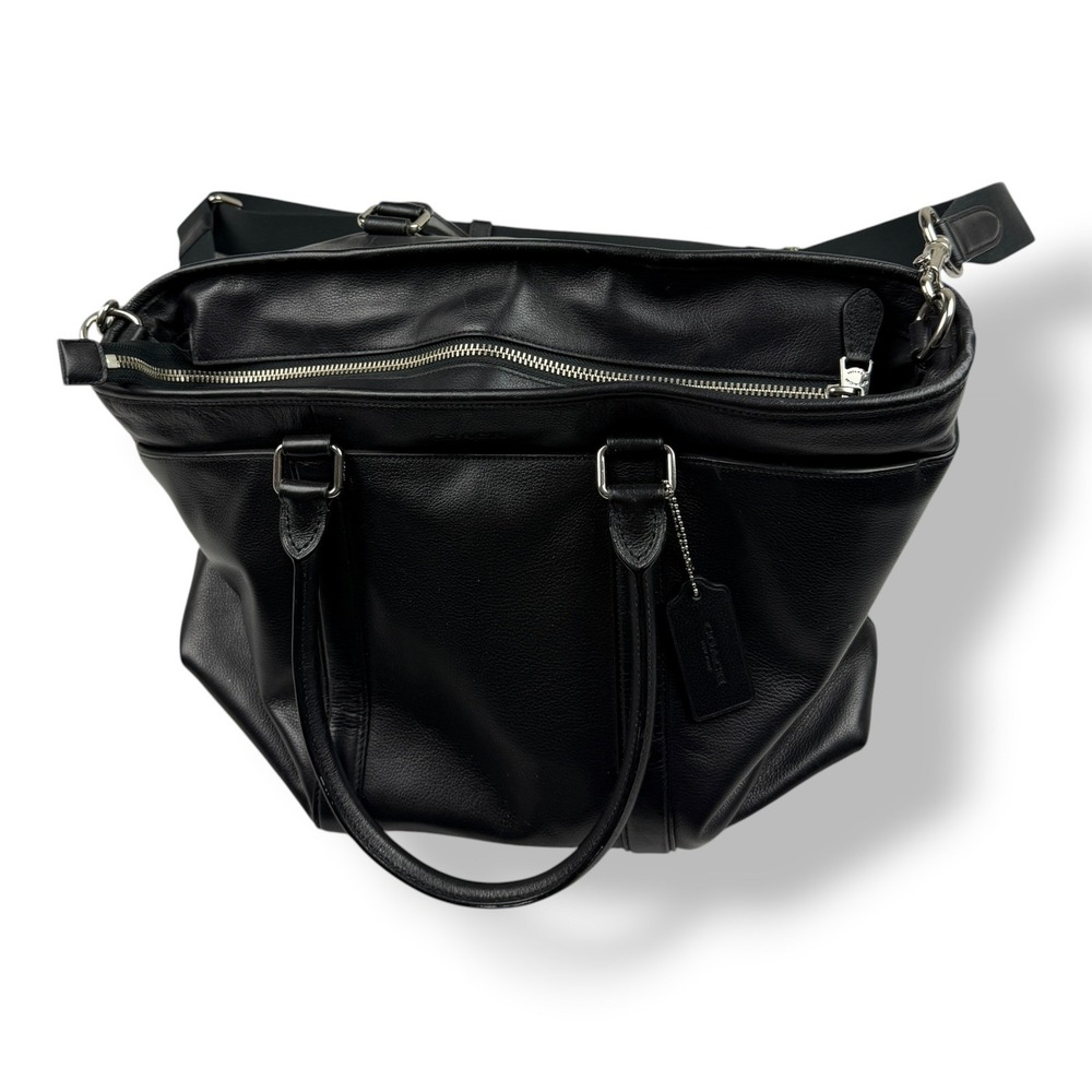 Coach Black Leather Tote Bag with Silver Hardware